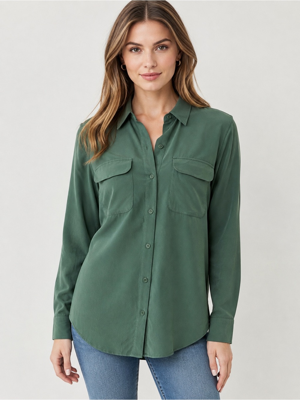 Equipment Women’s Silk Blouse Shirt 100% Silk Green Cilantro Button Up NWT
